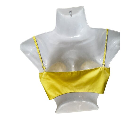 Yellow Satin Tie Bandeau & Ruched Mini Skirt Set XL Fashion Nova Sexy Pinup Club - Picture 4 of 11